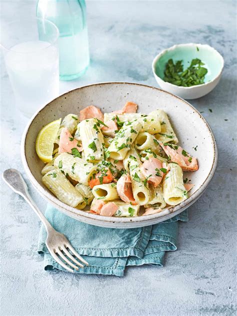 Romige pasta met zalm 